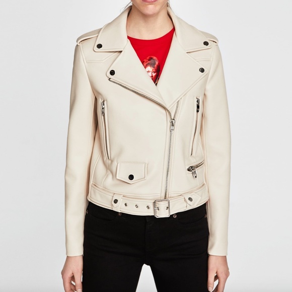 zara cream leather jacket